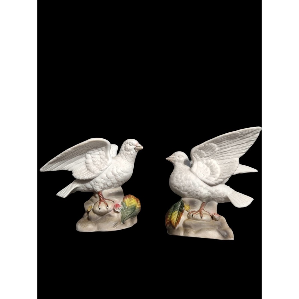 Pair Royal Crown Porcelain Peace Dove Figurines